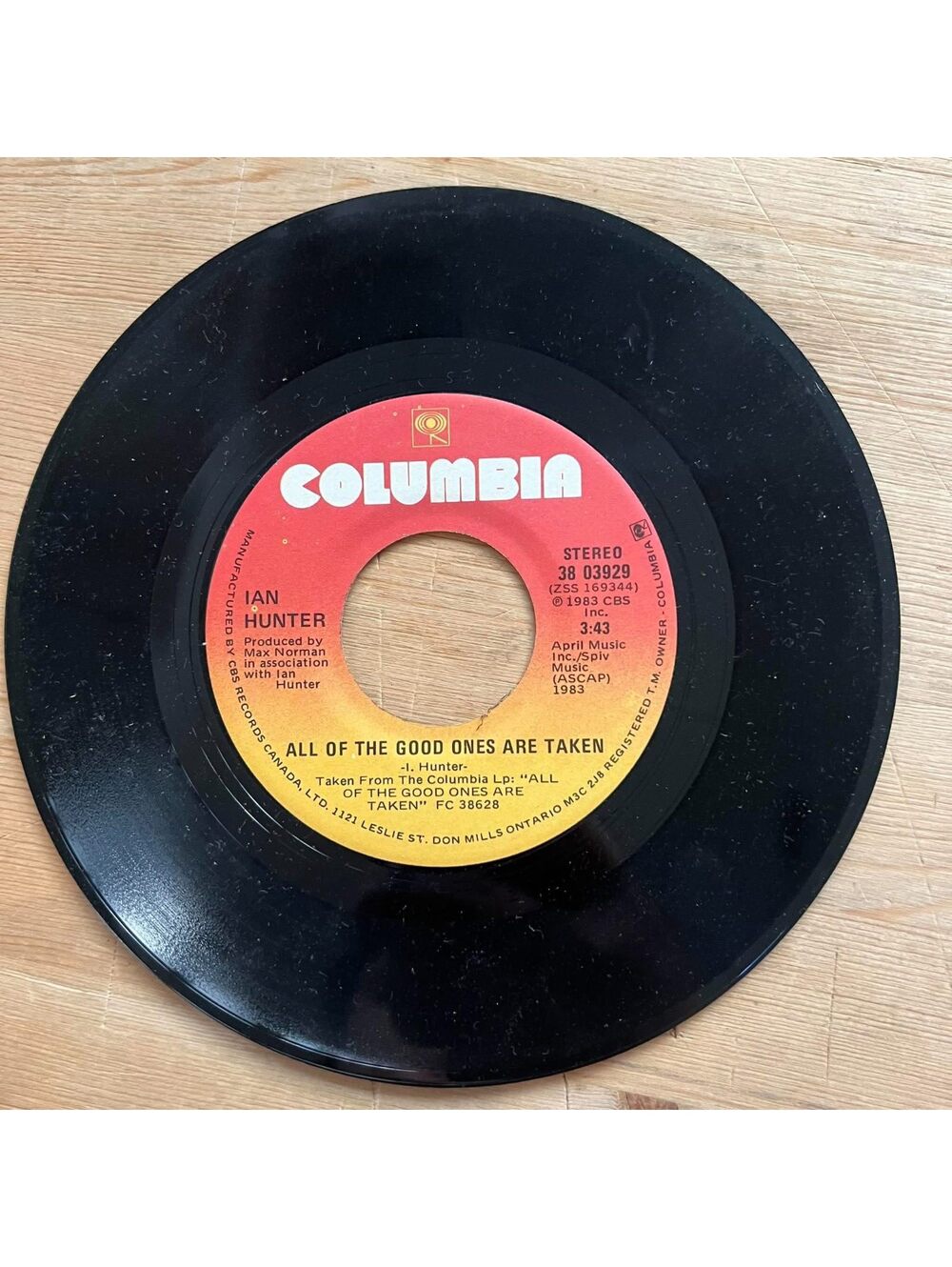 Ian Hunter - All of the Good Ones are Taken/Death 'N' Glory Boys 45rpm VG+ R12